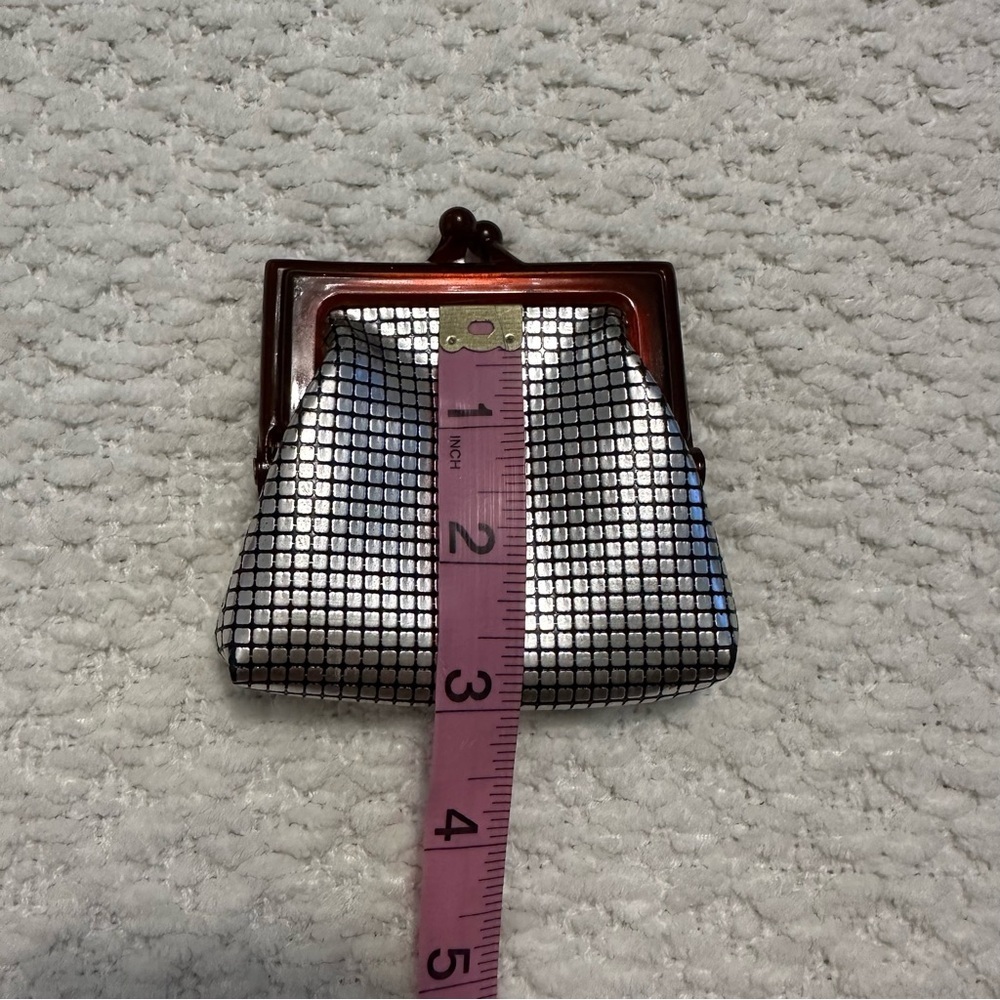 Vintage Regal Clutch and Coin Purse Set Silver Tone Mesh Print Vinyl - Picture 14 of 15